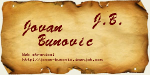 Jovan Bunović vizit kartica